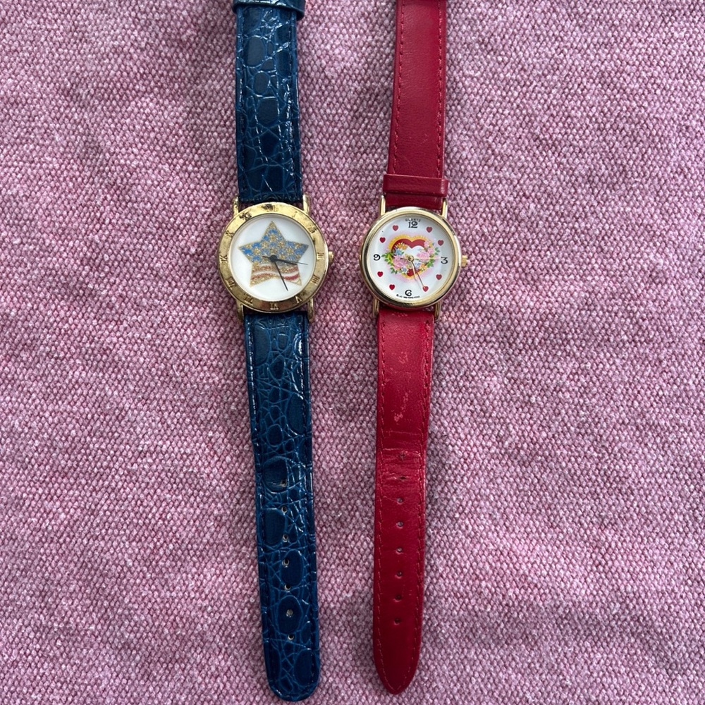 Women’s Leather Strap Watches Lot of 2 Needs Batteries